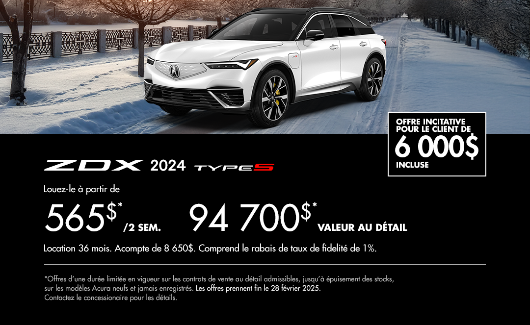 Bannière de Promotion Acura ZDX Type S 2024