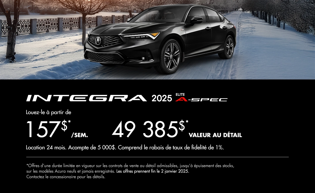 Bannière de Promotion Acura Integra 2025