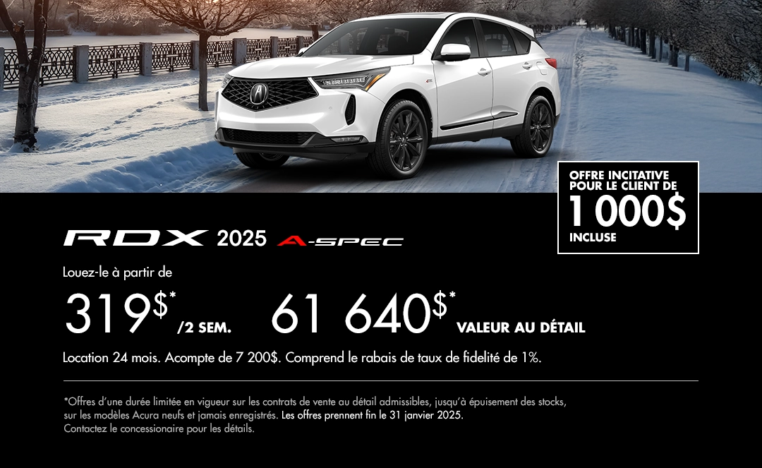 Bannière de Promotion Acura RDX 2025