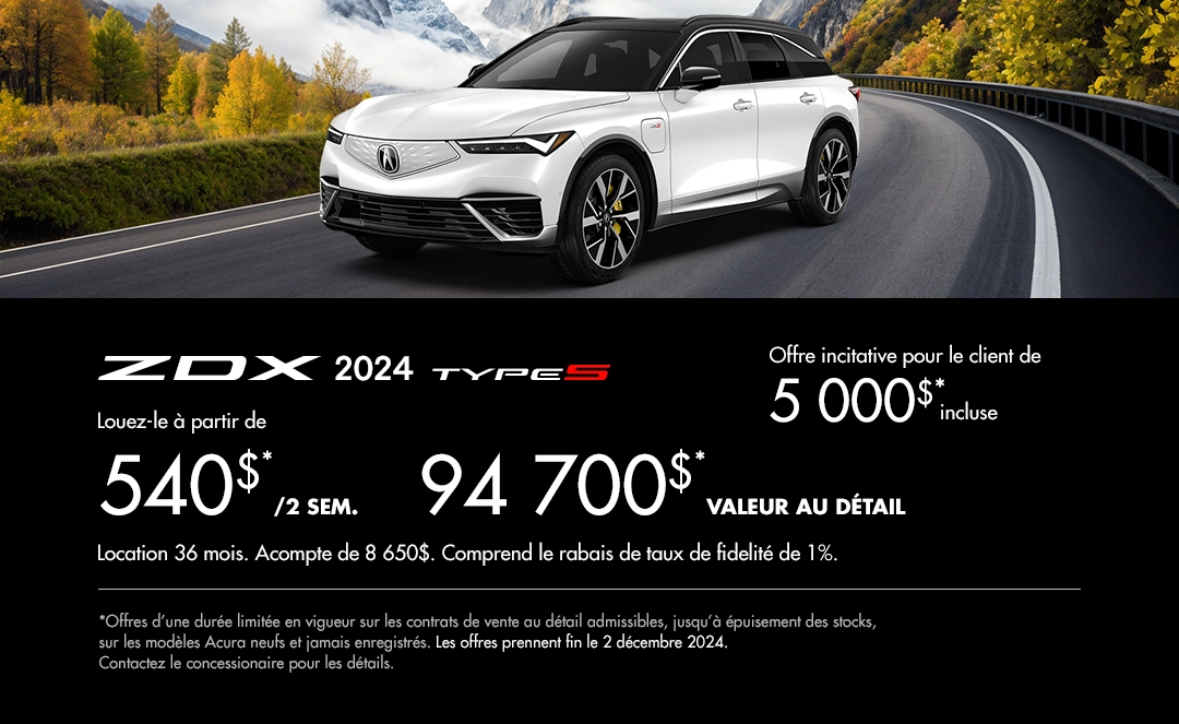 Bannière de Promotion Acura ZDX Type S 2024